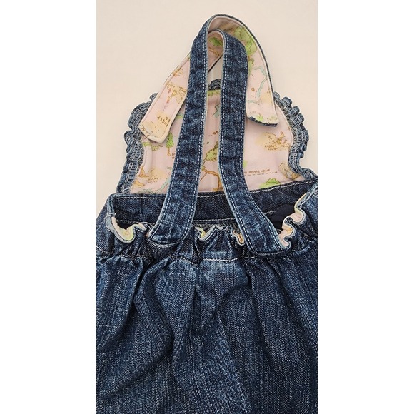 Disney Store Winnie the Pooh Denim Overall Dress Baby Girl 3-6M Blue Exc Vtg - Picture 10 of 10